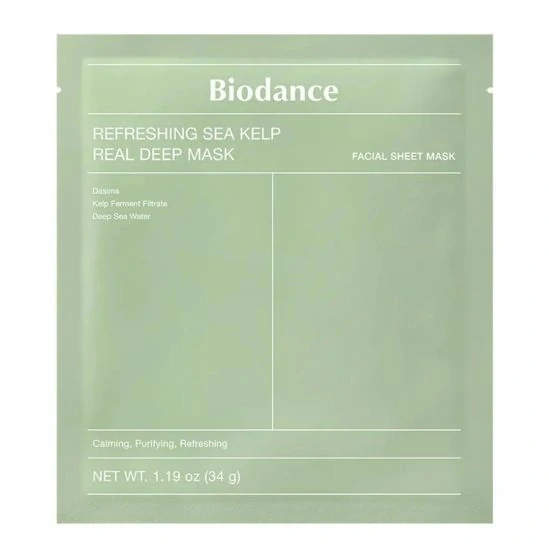 Biodance Refreshing Sea Kelp Real Deep Mask 34 g / 1 ks - Vysoce hydratační a osvěžující plátýnková maska s extraktem z mořské řasy