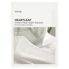 Anua Heartleaf Cream Mask Night Solution 25 ml - Zklidňující plátýnková maska s krémovou essenc z í touleně  srdčité